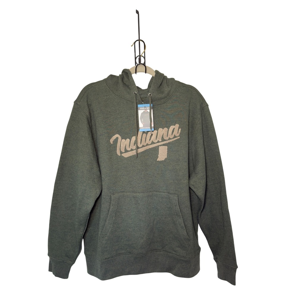 Men State Of Mine Green Large Long Sleeve Indiana Hooded Sweatshirt NWT